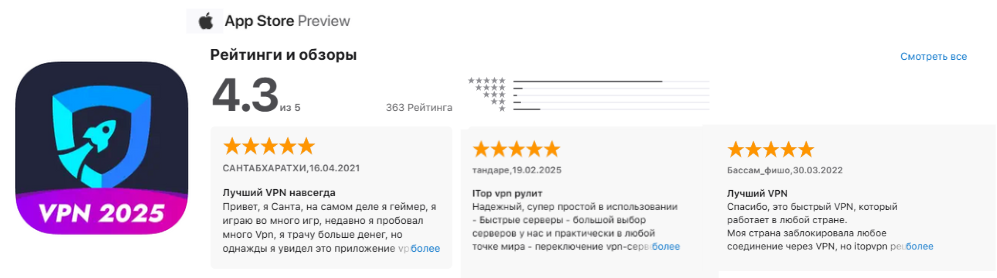 iTop VPN отзывы appstore
