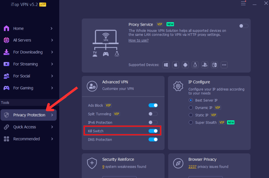 iTop VPN отзывы kill switch